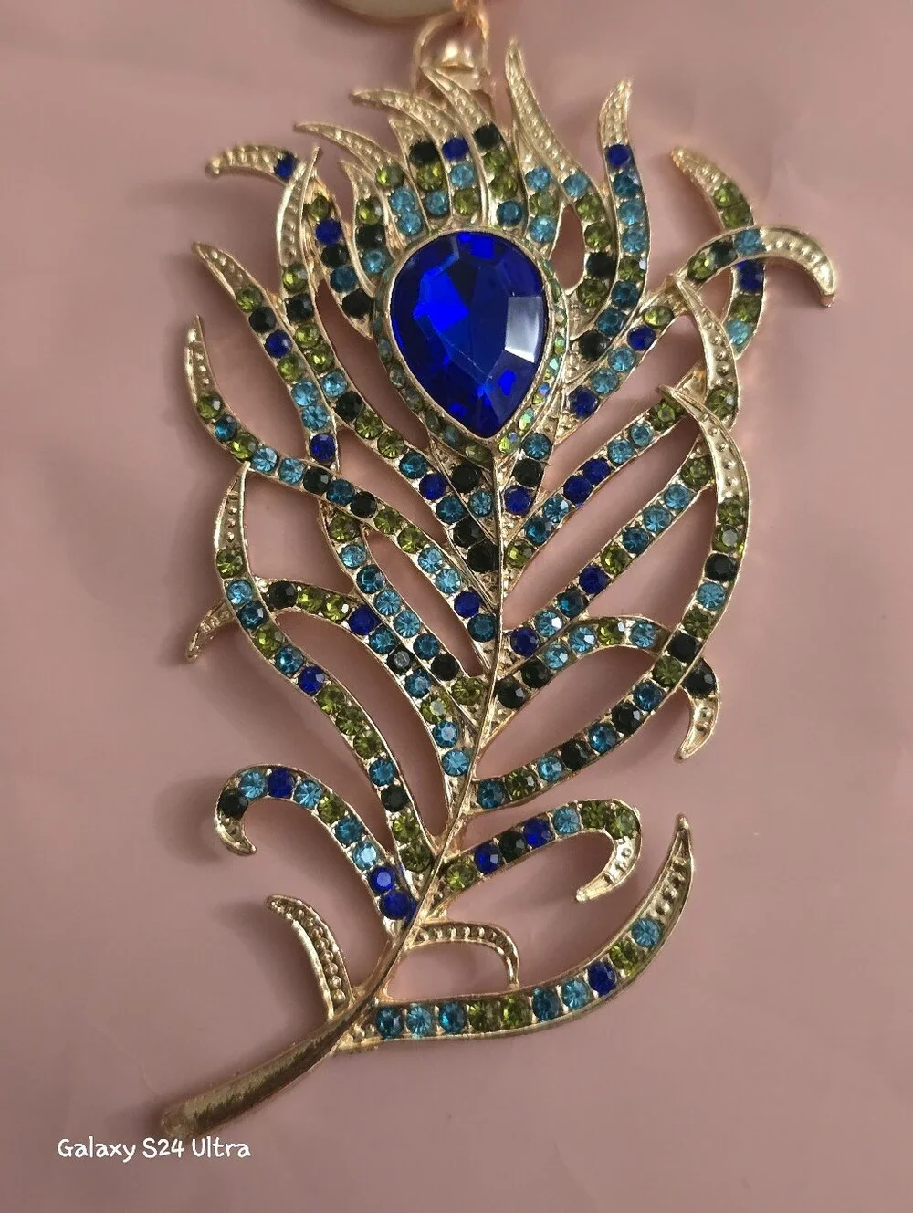 Beautiful Peacock Feather Bag Charm/ Keychain NEW